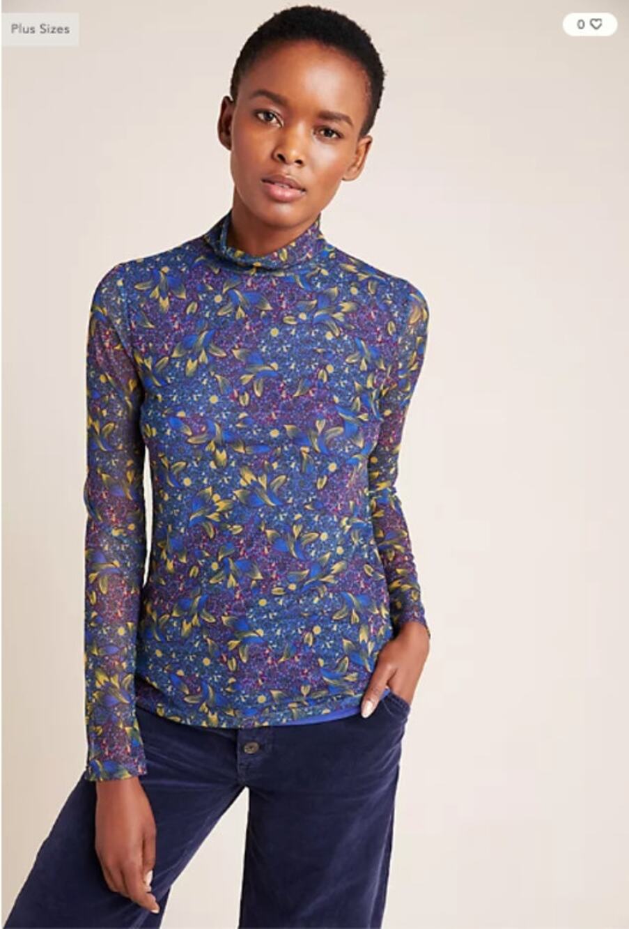 ANTHROPOLOGIE Gauzy Lined Turtleneck Top Blouse // S